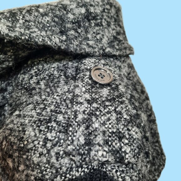 Burberry London Grey Belted Coat Black Knit Sleeves Wool Mohair Alpaca US Size 2 - Picture 8 of 12